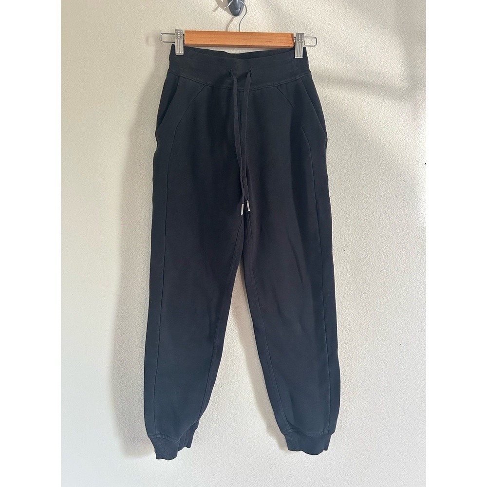 Lululemon Scuba High-Rise Jogger Black Cotton Fleece Sweatpants Size 0 W-27